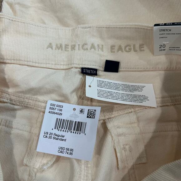 NWT American Eagle Stretch Cream Curvy High Rise Kick Boot Corduroy Pants Sz 20 - Picture 7 of 7